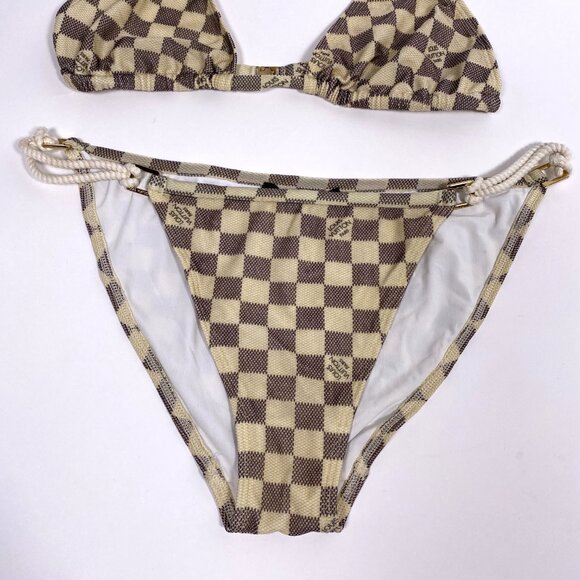 LOUIS VUITTON Cream/Blue Damier Bikini - Picture 4 of 13